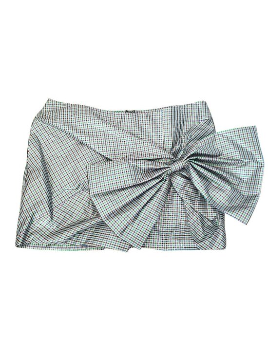 Pushbutton Dresses & Skirts - Pushbutton $536 Metallic Plaid Mini Skirt Large Bow Preppy School Pink Green
